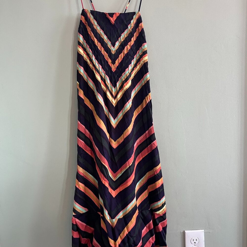 Anthropologie black and multi colored chevron dress